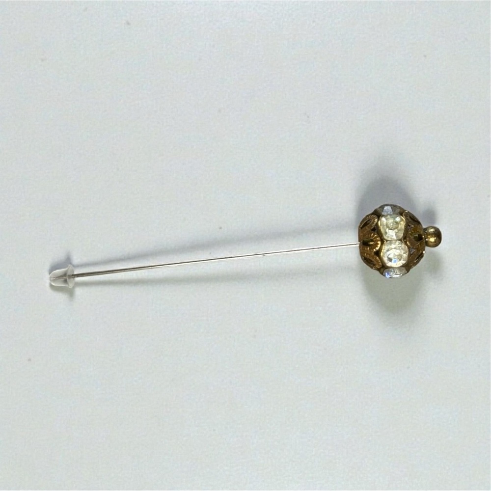 502. Vintage Glass Rhinestone Filigree Bead Hat Pin 1900-1940‎ Original